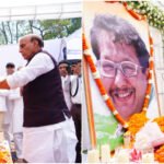 मुख्यमंत्री पुष्कर सिंह धामी ने रक्षा मंत्री राजनाथ सिंह के साथ पद्मश्री जसपाल राणा के चित्र पर पुष्पांजलि अर्पित की।
